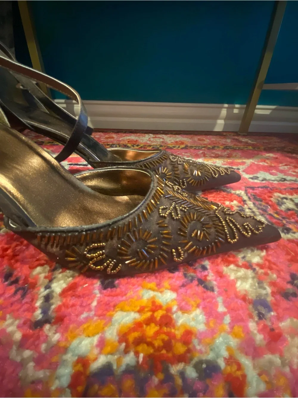 Vintage Passi Beaded Ankle Strap Heels